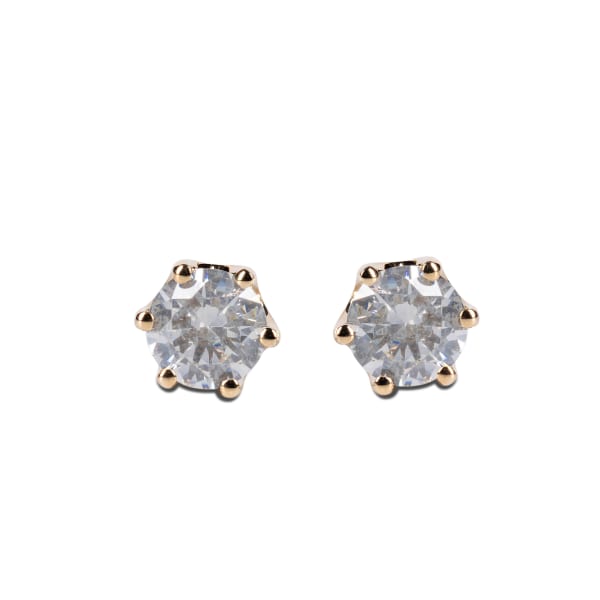 Crown Set, Tension Back Earrings With 1.50 Round Centers DEW, 14K Yellow Gold, Nexus Diamond Alternative, Default,