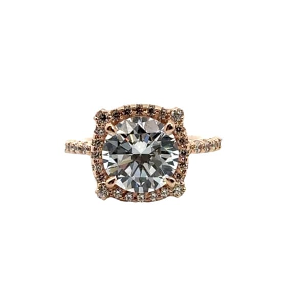 Custom Engagement Ring With 3.00 ct Round Center DEW 14K Rose Gold Ring Size 6 Nexus Diamond Alternative, Default,