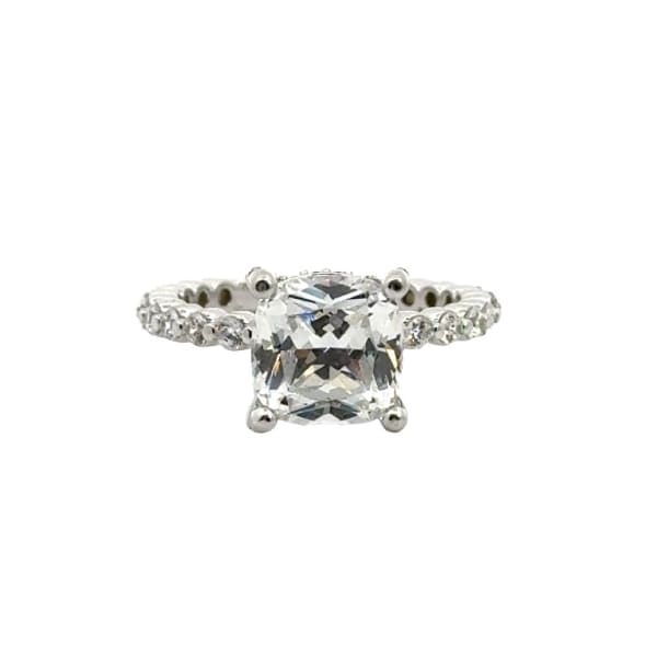 Custom Engagement Ring With 2.75 ct Cushion Center DEW 14K White Gold Ring Size 7.5 Nexus Diamond Alternative, Default,