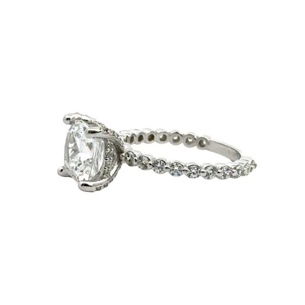 Custom Engagement Ring With 2.75 ct Cushion Center DEW 14K White Gold Ring Size 7.5 Nexus Diamond Alternative, Hover,