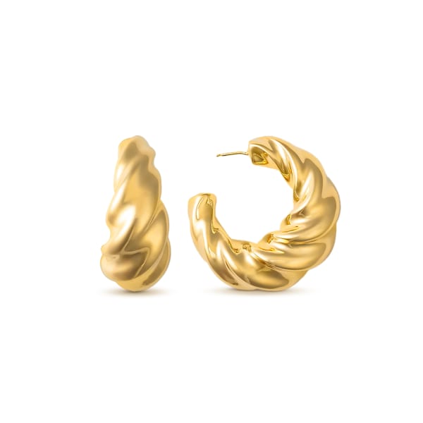 The Lucca Thick Croissant Twist Hoops Earrings, Default, 