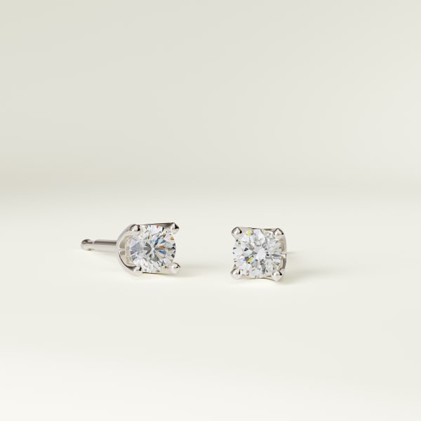 0.14 tcw Lab Grown Diamond Four Prong TruSeat Earrings in 14K White Gold, Default, 14K White Gold,