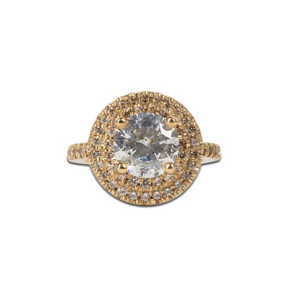 Dubai Engagement Ring With 2.00 ct Round Center DEW Ring Size 4 14K Yellow Gold Nexus Diamond Alternative, Default,
