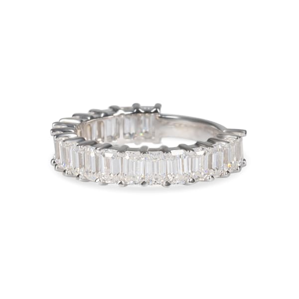 Emerald Cut Semi-Eternity Band 3 3/4 Tcw DEW Ring Size 7.25 14K White Gold Moissanite, Hover,