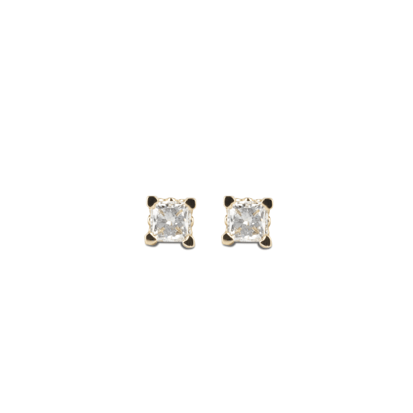 Filigree Set, Tension Back Earrings With 1.00 Tcw Princess Centers DEW, 14K Yellow Gold, Moissanite, Default,