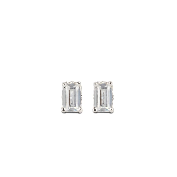 Filigree Set, Tension Back Earrings With 1.00 Tcw Emerald Centers DEW, 14K White Gold, Nexus Diamond Alternative, Default,