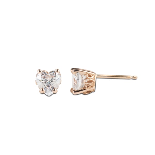 Filigree Set, Tension Back Earrings With 2.00 Tcw Heart Centers DEW, 14K Rose Gold, Nexus Diamond Alternative, Hover,