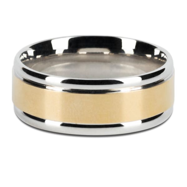 Flat Wedding Band, Two Tone, Ring Size 11, 14K White/Yellow Gold, Default, Hover,