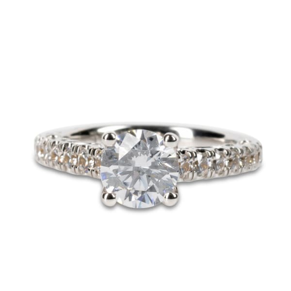 Fleur Engagement Ring With 1.50 ct Round Center DEW, Ring Size 6, 14K White Gold, Nexus Diamond Alternative, Default,