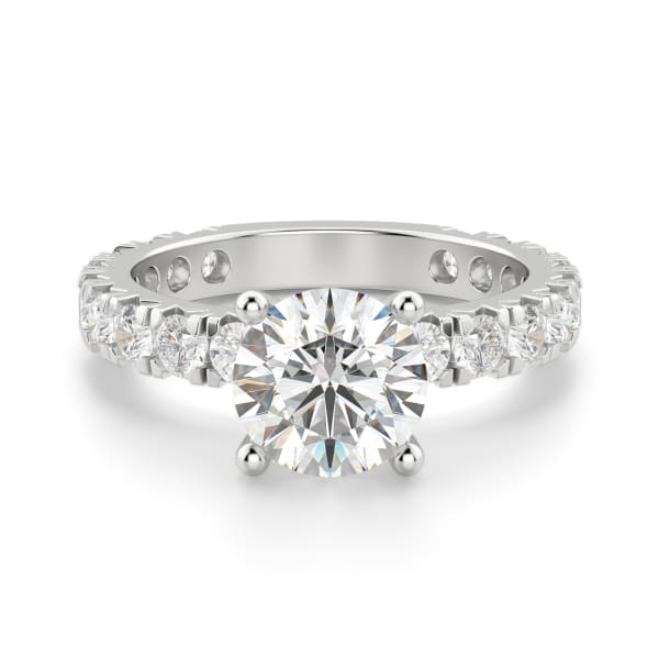 Gwyneth Engagement Ring With 2.50 ct Round Center DEW Ring Size 7.5 14K White Gold Nexus Diamond Alternative, Default, 14K White Gold,