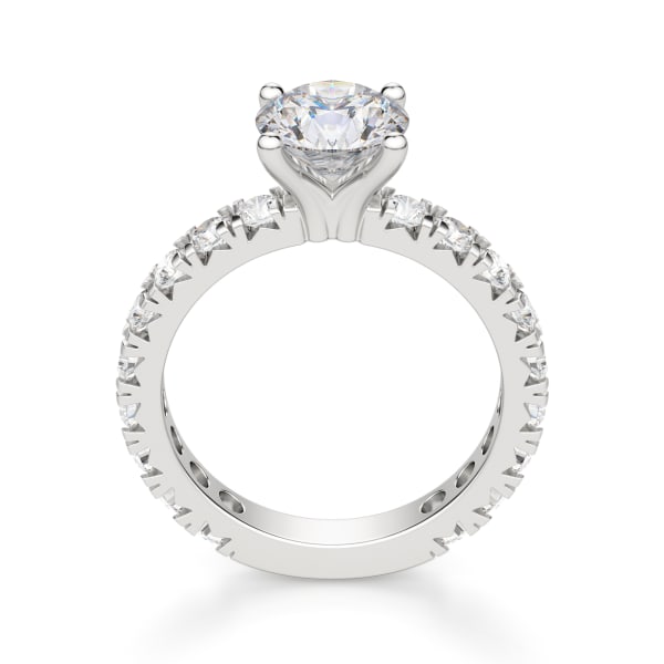 Gwyneth Engagement Ring With 2.50 ct Round Center DEW Ring Size 7.5 14K White Gold Nexus Diamond Alternative, Hover, 14K White Gold,