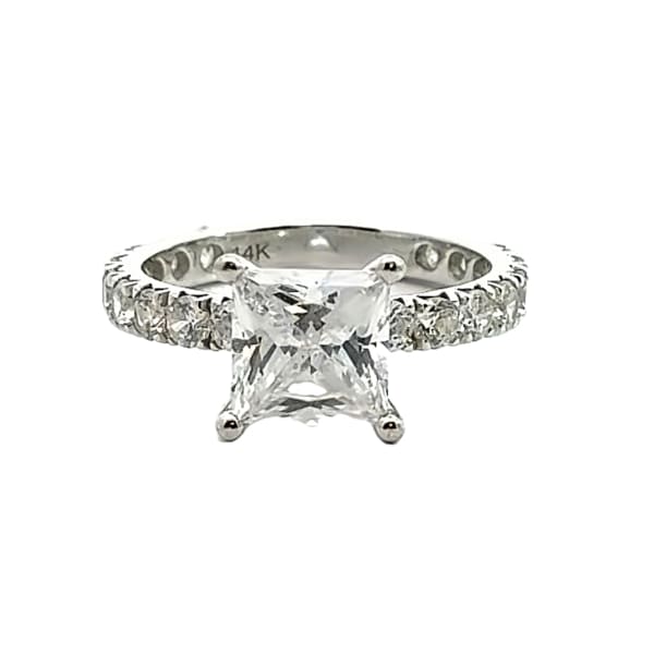 Gwyneth Engagement Ring With 2.00 Ct Princess Center Ring Size 6.5-7 14K White Gold Nexus Diamond Alternative, Default,