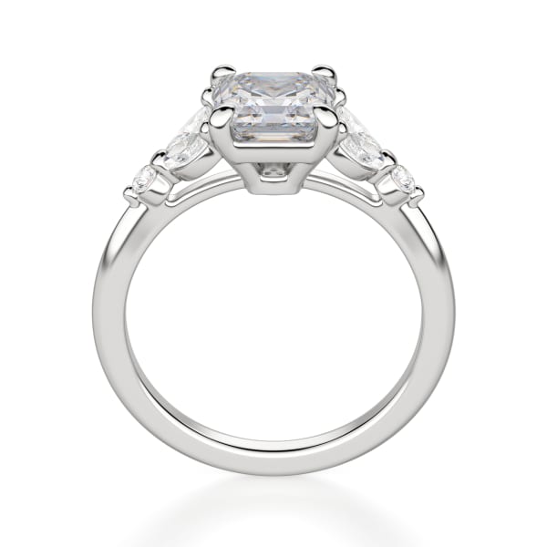 Haven Engagement Ring With 2.00 Ct Asscher Center DEW Ring Size 7.5 14K White Gold Moissanite , Hover,