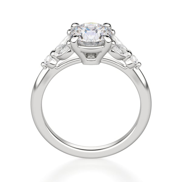Haven Round Cut Engagement Ring, Hover, 14K White Gold,