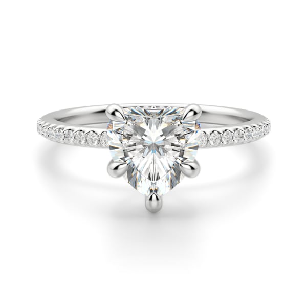 Hidden Halo Accented Heart Cut Engagement Ring, Default, 14K White Gold, Platinum