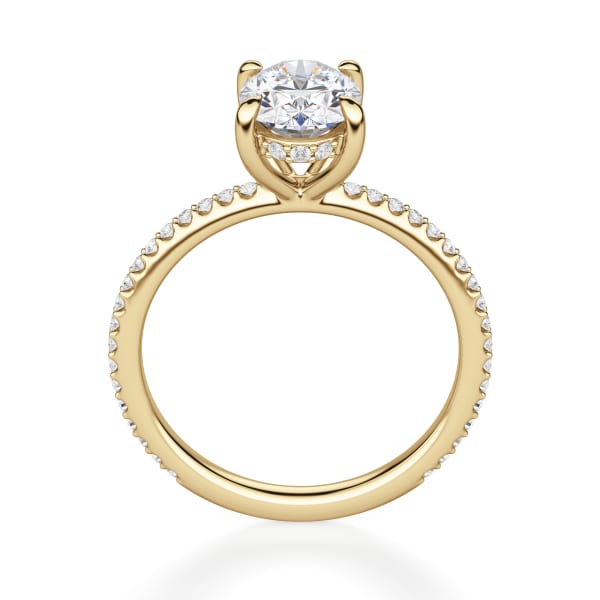 Hidden Halo Accented Oval Cut Engagement Ring, Hover, 14K Yellow Gold,
