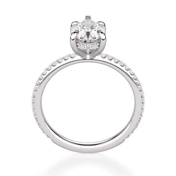Hidden Halo Accented Pear Cut Engagement Ring, Hover, 14K White Gold, Platinum