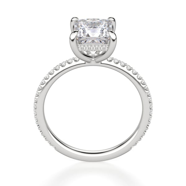 Hidden Halo Accented Engagement Ring With 1.00 ct Princess Center DEW Ring Size 5.5-7.5 14K White Gold Nexus Diamond Alternative, Hover, 14K White Gold,