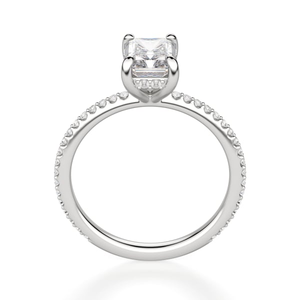 Hidden Halo Accented Radiant Cut Engagement Ring, Hover, 14K White Gold, Platinum