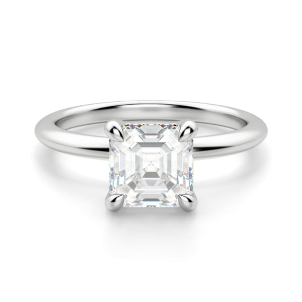 Hidden Halo Classic Asscher Cut Engagement Ring, Default, 14K White Gold, Platinum