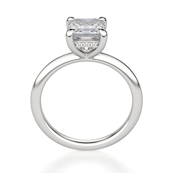 Hidden Halo Classic Asscher Cut Engagement Ring, Hover, 14K White Gold, Platinum