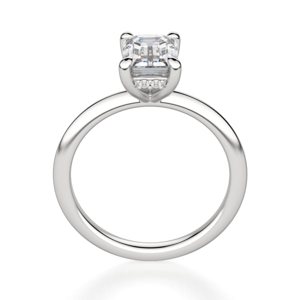 Hidden Halo Classic Emerald Cut Engagement Ring, Hover, 14K White Gold, Platinum
