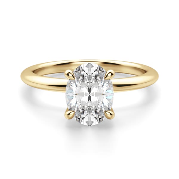 Hidden Halo Classic Oval Cut Engagement Ring, Default, 14K Yellow Gold,