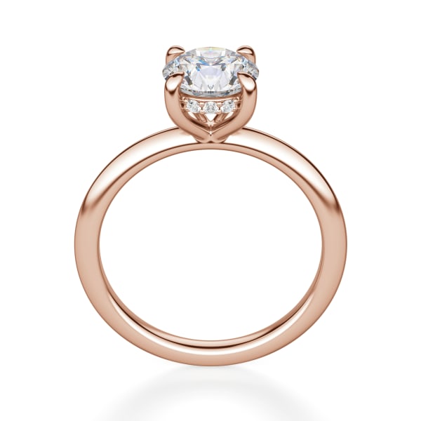 Hidden Halo Classic Round Cut Engagement Ring, Hover, 14K Rose Gold,