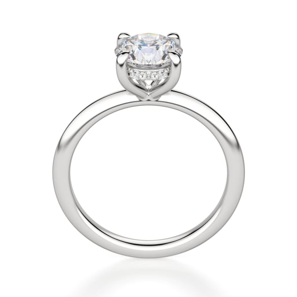 Hidden Halo Classic Round Cut Engagement Ring, Hover, 14K White Gold, Platinum
