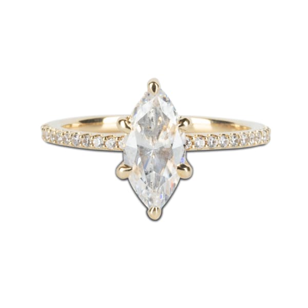 Hidden Halo Accented Engagement Ring With 1.25 Marquise Center DEW, Ring Size 6.75, 14K Yellow Gold, Nexus Diamond Alternative, Default, 