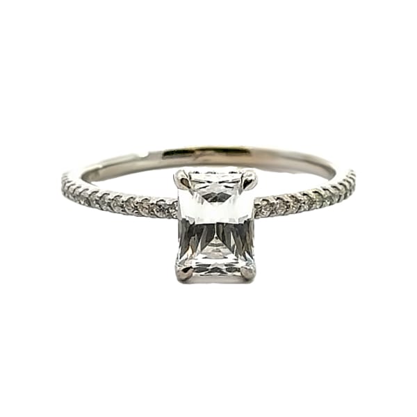Hidden Halo Accented Engagement Ring With 1.50 Ct Radiant Center Ring Size 9.5 14K White Gold Nexus Diamond Alternative, Default,