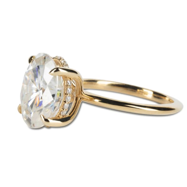 Hidden Halo Classic Engagement Ring With 4.00 ct Oval Center DEW Ring Size 5.5 14K Yellow Gold Moissanite, Hover, 