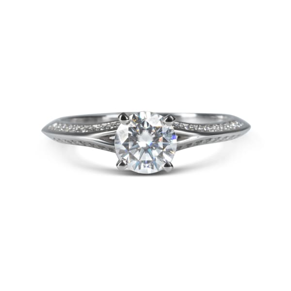 Irene Engagement Ring With 1.00 Round Center, Ring Size 9, Platinum, Lab Grown Diamond, Default,
