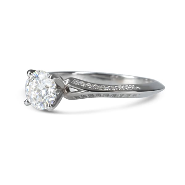 Irene Engagement Ring With 1.00 Round Center, Ring Size 9, Platinum, Lab Grown Diamond, Hover,