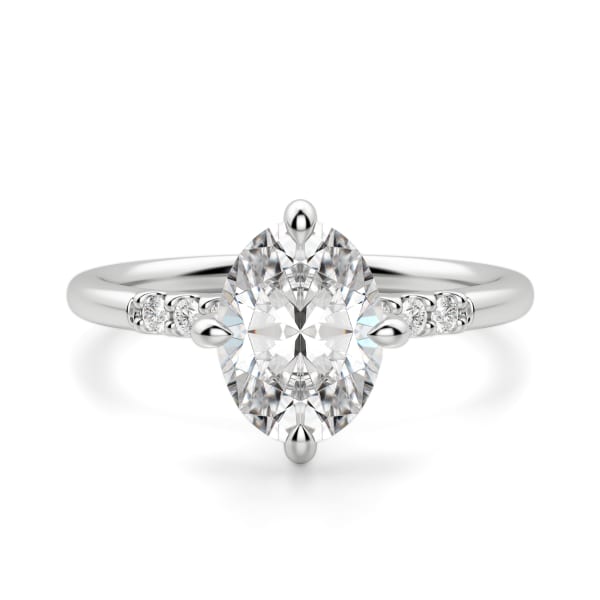 Kite Set Accented Oval Cut Engagement Ring, Default, 14K White Gold, Platinum