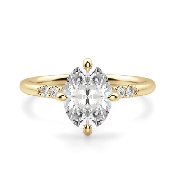 Kite Set Accented Engagement Ring With 1.25 Ct Oval Center DEW Ring Size 6.5-8.5 14K Yellow Gold Moissanite, Default,