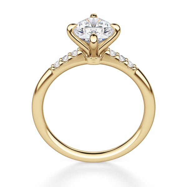 Kite Set Accented Oval Cut Engagement Ring, Hover, 14K Yellow Gold,