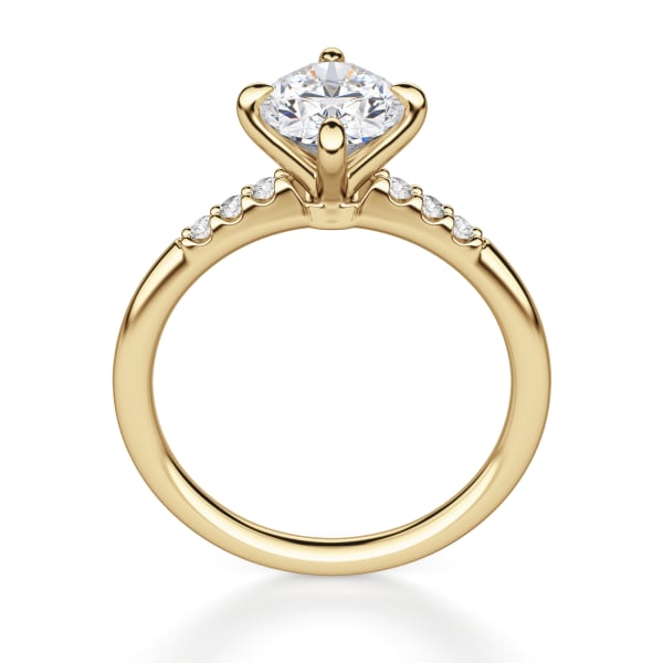 Kite Set Accented Engagement Ring With 1.25 Ct Oval Center DEW Ring Size 6.5-8.5 14K Yellow Gold Moissanite, Hover,