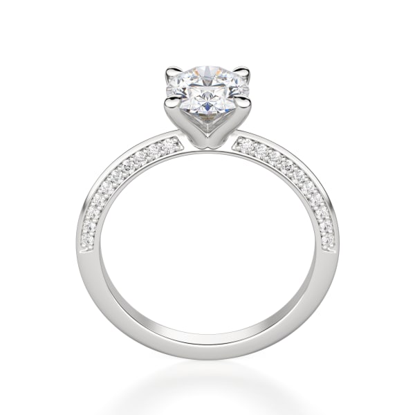 Knife-Edge Accented Oval Cut Engagement Ring, Hover, 14K White Gold, Platinum