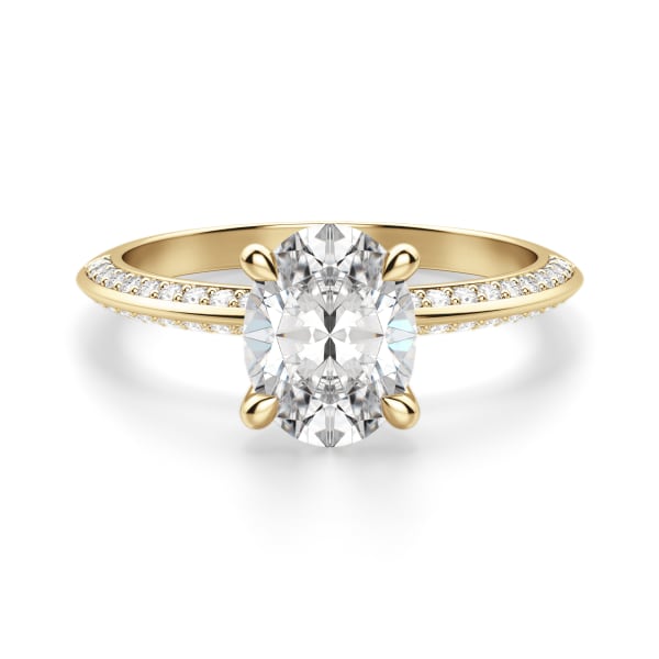 Knife-Edge Accented Oval Cut Engagement Ring, Default, 14K Yellow Gold, 
