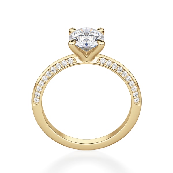 Knife-Edge Accented Oval Cut Engagement Ring, Hover, 14K Yellow Gold, 