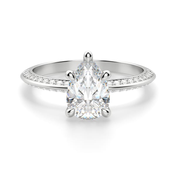 Knife-Edge Accented Pear Cut Engagement Ring, Default, 14K White Gold, Platinum