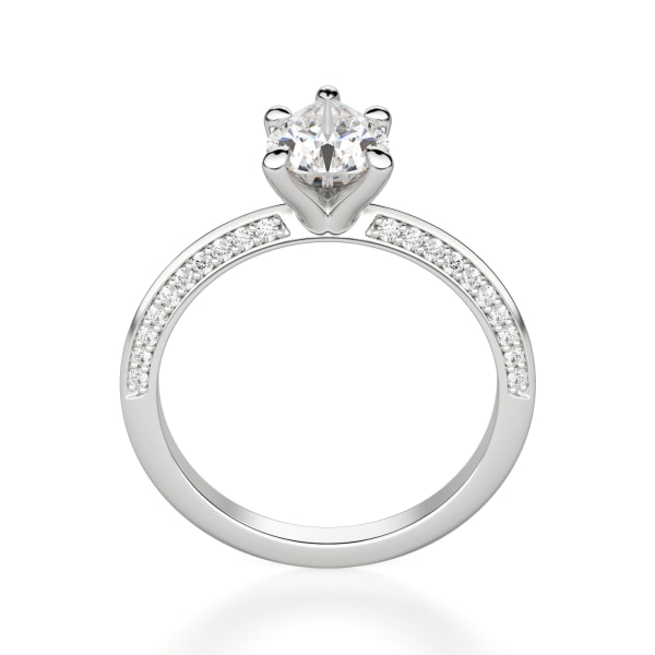 Knife-Edge Accented Pear Cut Engagement Ring, Hover, 14K White Gold, Platinum