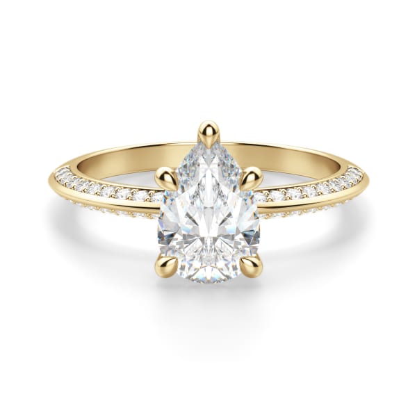 Knife-Edge Accented Pear Cut Engagement Ring, Default, 14K Yellow Gold, 