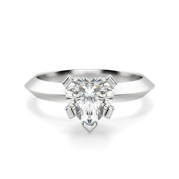 Knife-Edge Classic Heart Cut Engagement Ring, Default, 14K White Gold,