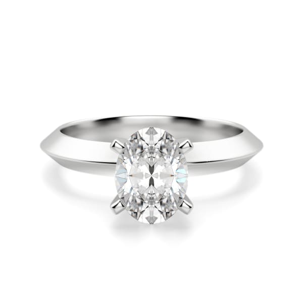 Knife-Edge Classic Oval Cut Engagement Ring, Default, 14K White Gold,