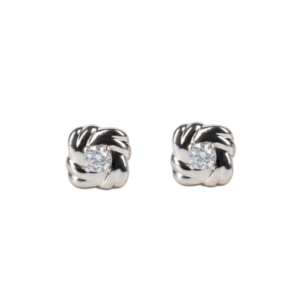 Love Me Knot Stud Earrings With 0.22 Tcw Round Centers DEW, Sterling Silver, Nexus Diamond Alternative, Default,