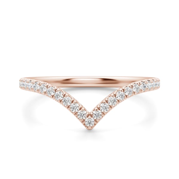 Luxe Chevron Accented Band, Default, 14K Rose Gold