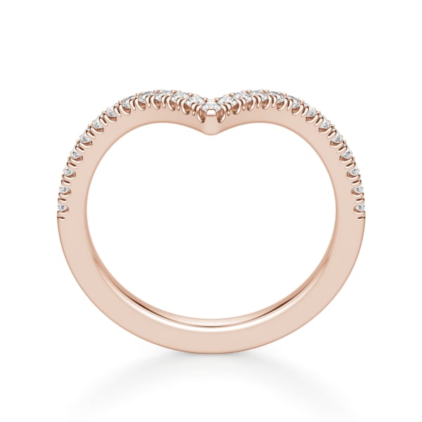 Luxe Chevron Accented Band, Hover, 14K Rose Gold