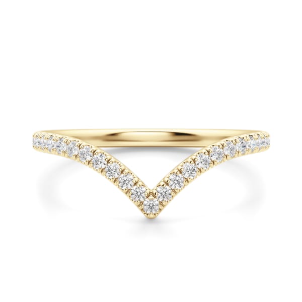 Lux Chevron Accented Wedding Band Ring Size 5.25-7.25 14K Yellow Gold Lab Grown Diamond, Default,